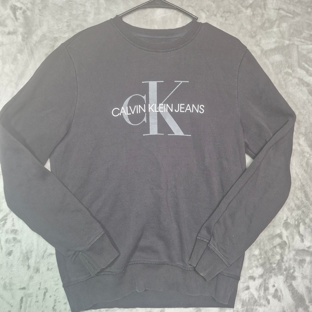 Calvin Klein Jeans Mens Gray Crewneck Logo Graphic Sweatshirt M